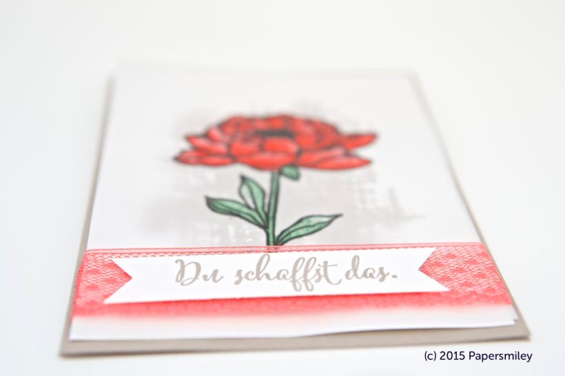 Rote Blume auf Pergamentpapiert von Stampin Up!