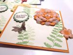 Kleine Karte mit Farnblättern und Blüten in Orange mit Produkten von Stampin up!