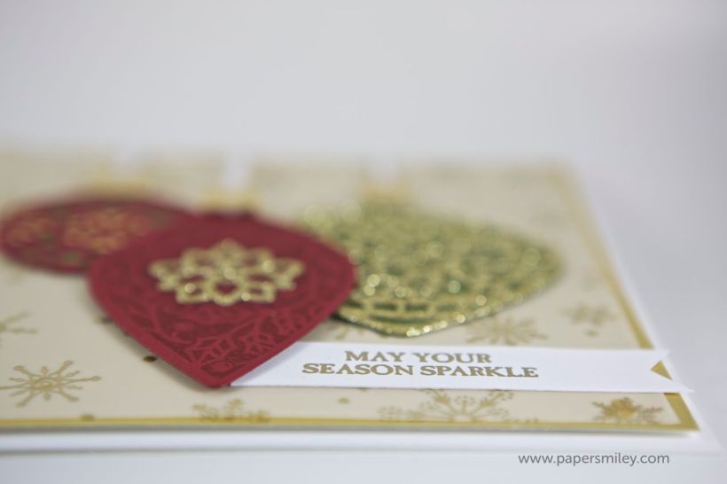 Goldene Weihnachtskarte mit Anhängern von Stampin Up!