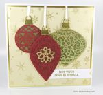 Goldene Weihnachtskarte mit Ornamenten von Stampin Up!