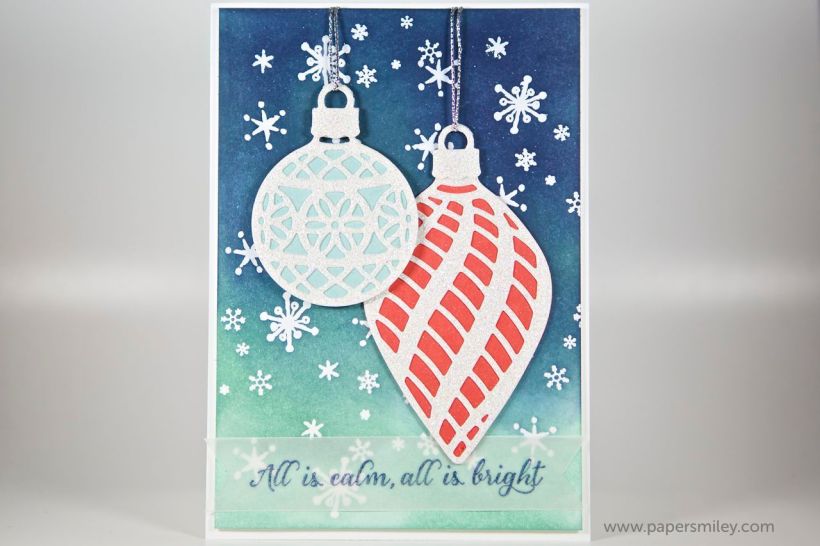 Verschneite Nacht mit Weihnachtskugeln von Stampin Up!