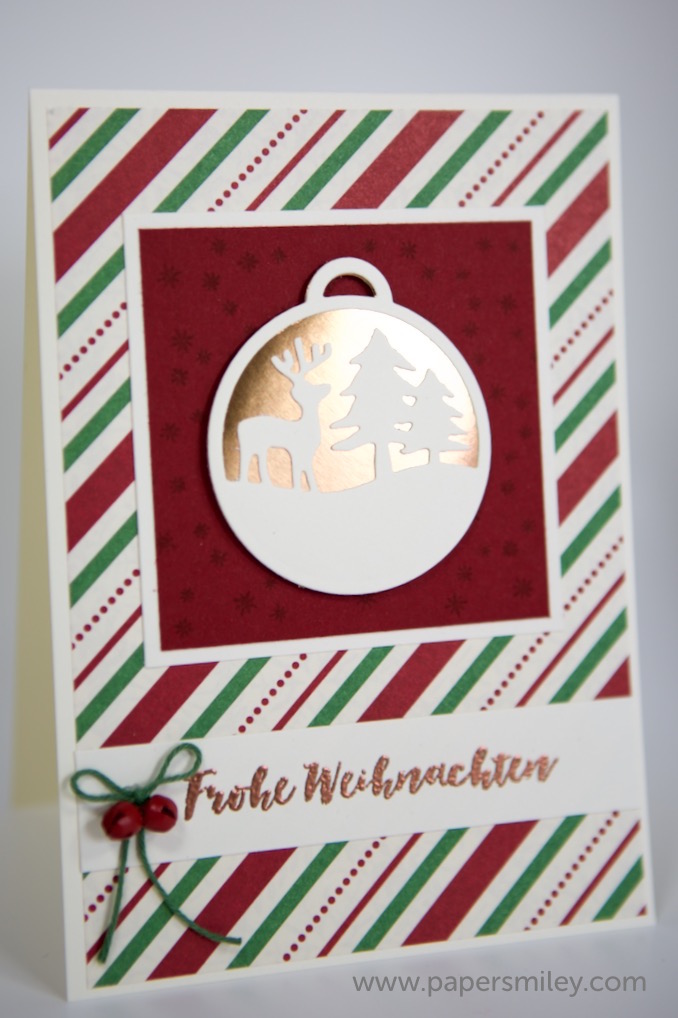 Weihnachtskarte mit Anhängern von Stampin Up