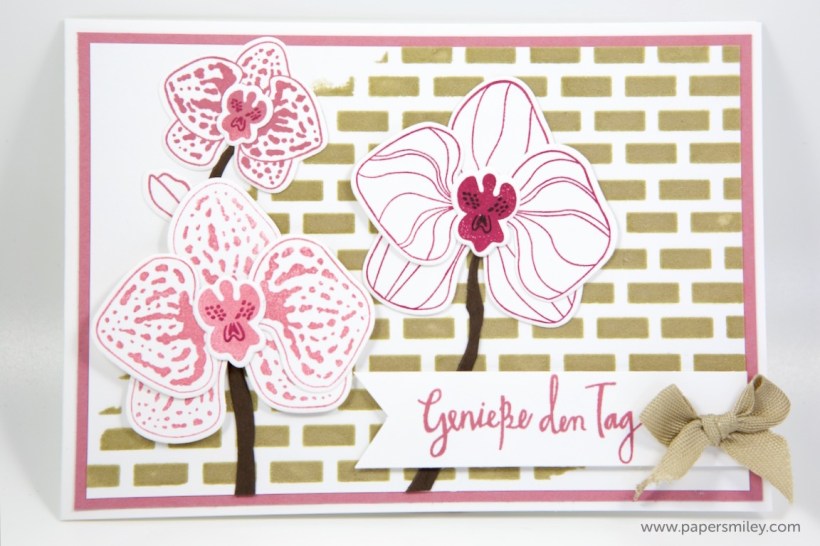 Orchideenkarte mit Struktur mit Stampin' Up!