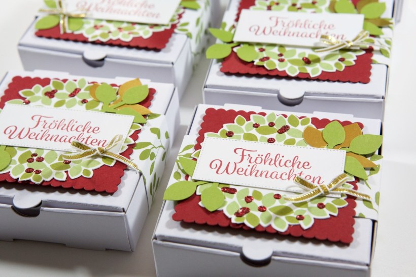 Pizzaboxen mit Willkommen, Weihnacht! von Stampin Up