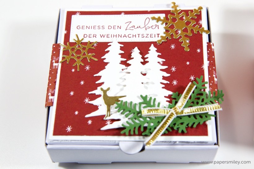 Mini-Pizzaschachteln mit Tannen von Stampin Up!