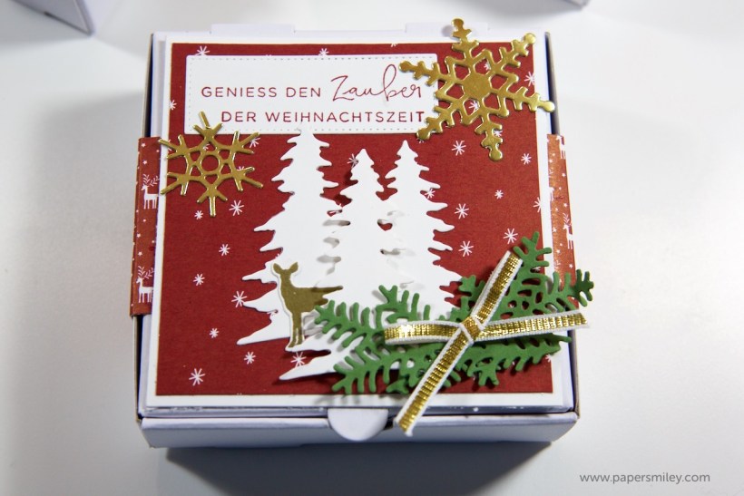 Mini-Pizzaschachteln mit Tannen von Stampin Up!