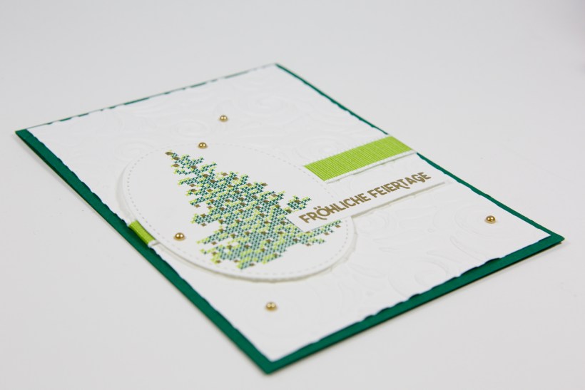 Weihnachtskarte mit besticktem Weihnachtsbaum mit Stampin' Up!