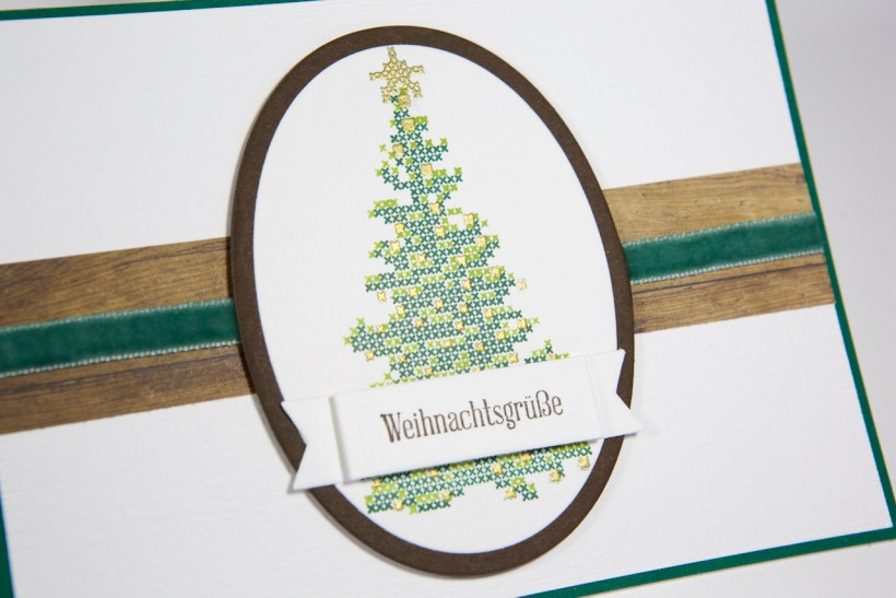 Weihnachtskarte mit besticktem Weihnachtsbaum mit Stampin' Up!