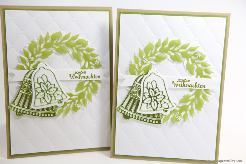 Weihnachtskarte mit Kranz und Glocken von Stampin' Up!