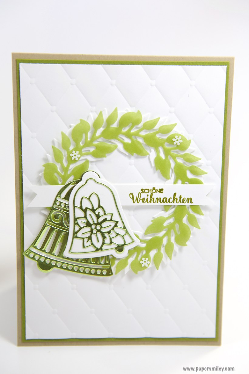 Weihnachtskarte mit Kranz und Glocken von Stampin' Up!