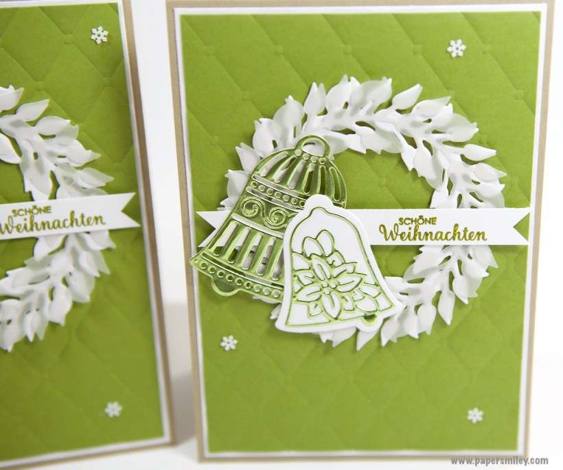 Weihnachtskarte mit Kranz und Glocken von Stampin' Up!