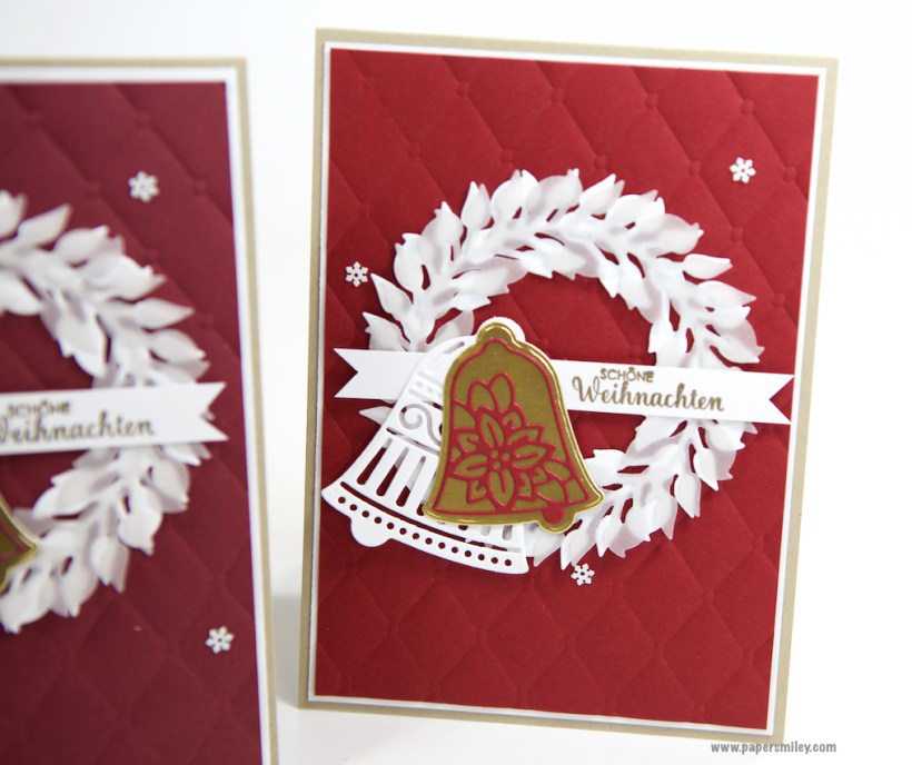 Weihnachtskarte mit Kranz und Glocken von Stampin' Up!