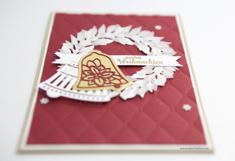 Weihnachtskarte mit Kranz und Glocken von Stampin' Up!